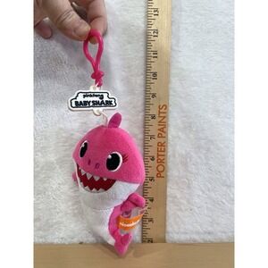 Pinkfong Baby Shark Pink Plush Coin Purse Keychain Zipper Nickelodeon
